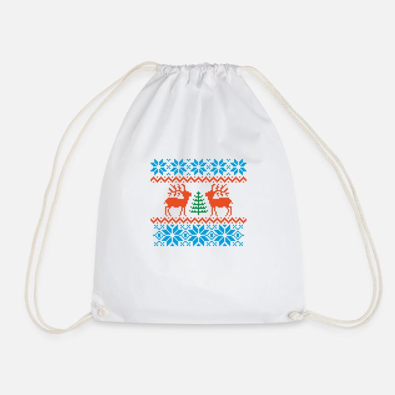 reindeer - Drawstring Bag - white