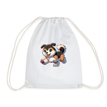 Akita puppy - Drawstring Bag - white - Front