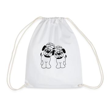 2 DJ chiens lunettes de soleil adolescent casquette casquette équipe - Sac de sport léger - blanc - Devant