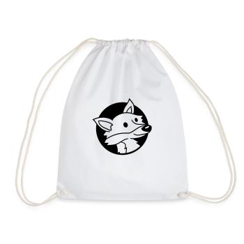 Fox Hole Red Fox Wild Animal Peeps Face Head - Drawstring Bag - white - Front