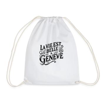 Souvenir von Genf - Das Leben ist schön - Turnbeutel - Weiß - Vorne