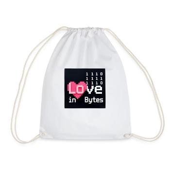 Love in Bytes Pixel Art - Drawstring Bag - white - Front