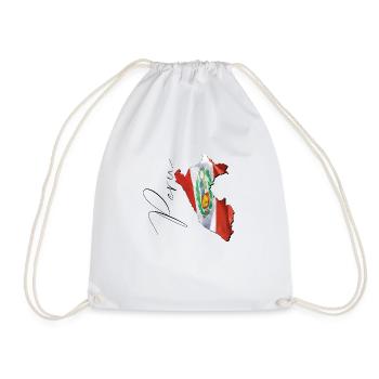 Peru flag in the Peru map EN - Drawstring Bag - white - Front