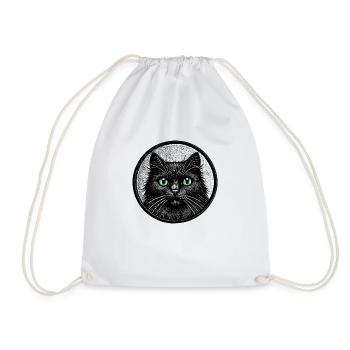 Mysterious black cat motif – unique graphics - Drawstring Bag - white - Front