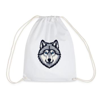 Blau äugiger Wolf Kopf - Turnbeutel - Weiß - Vorne