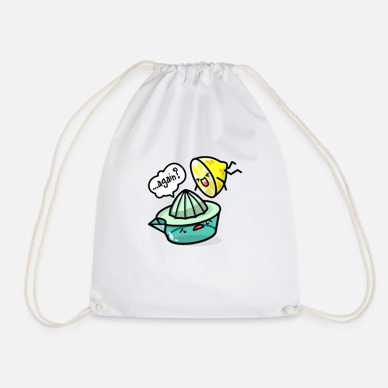 Kawaii Lemon and Lemon Squeezer - Drawstring Bag - white