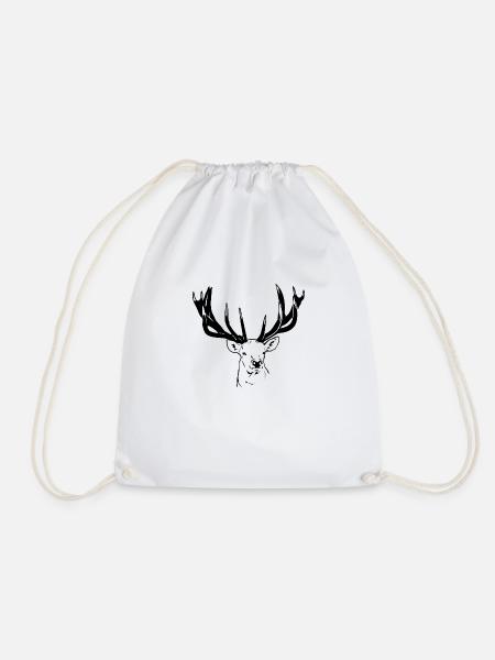 Hirsch - Deer - Turnbeutel - Weiß