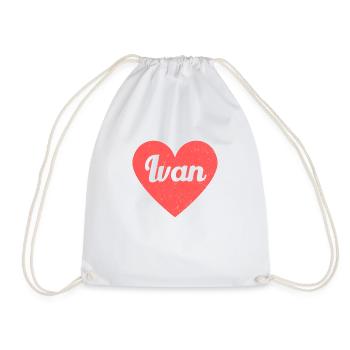 Ivan Name Rotes Herz Liebe Fan Retro - Turnbeutel - Weiß - Vorne