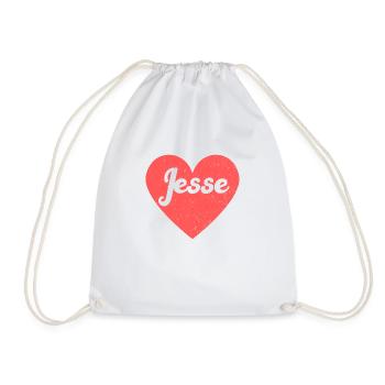 Jesse Name Red Heart Love Fan Retro - Drawstring Bag - white - Front