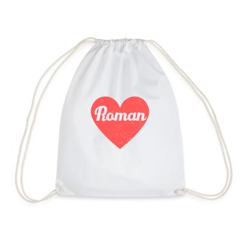 Roman Name Rotes Herz Liebe Fan Retro - Turnbeutel - Weiß - Vorne