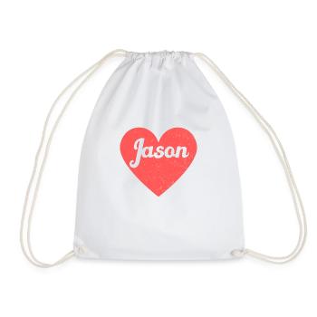 Jason Name Rotes Herz Liebe Fan Retro - Turnbeutel - Weiß - Vorne