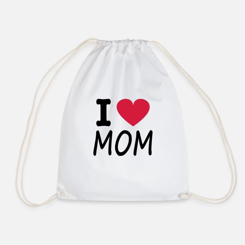 i love mom - Drawstring Bag - white
