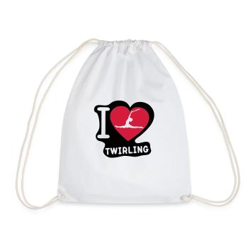 i love sports heart twirling baton3 - Drawstring Bag - white - Front