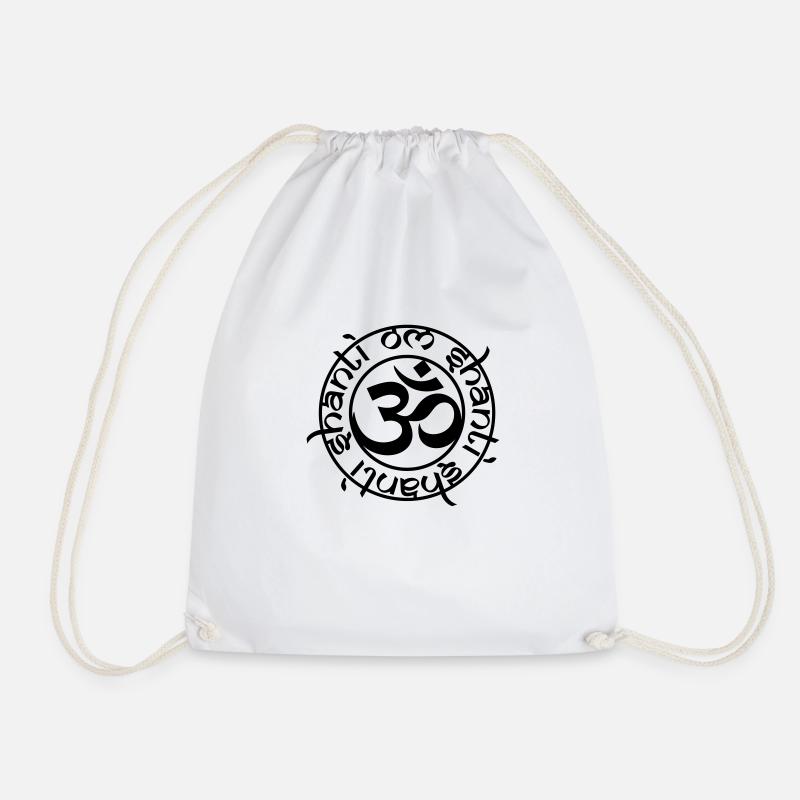 aum_om_shanti_15x15 - Turnbeutel - Weiß