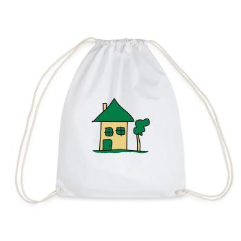 house - Drawstring Bag - white - Front