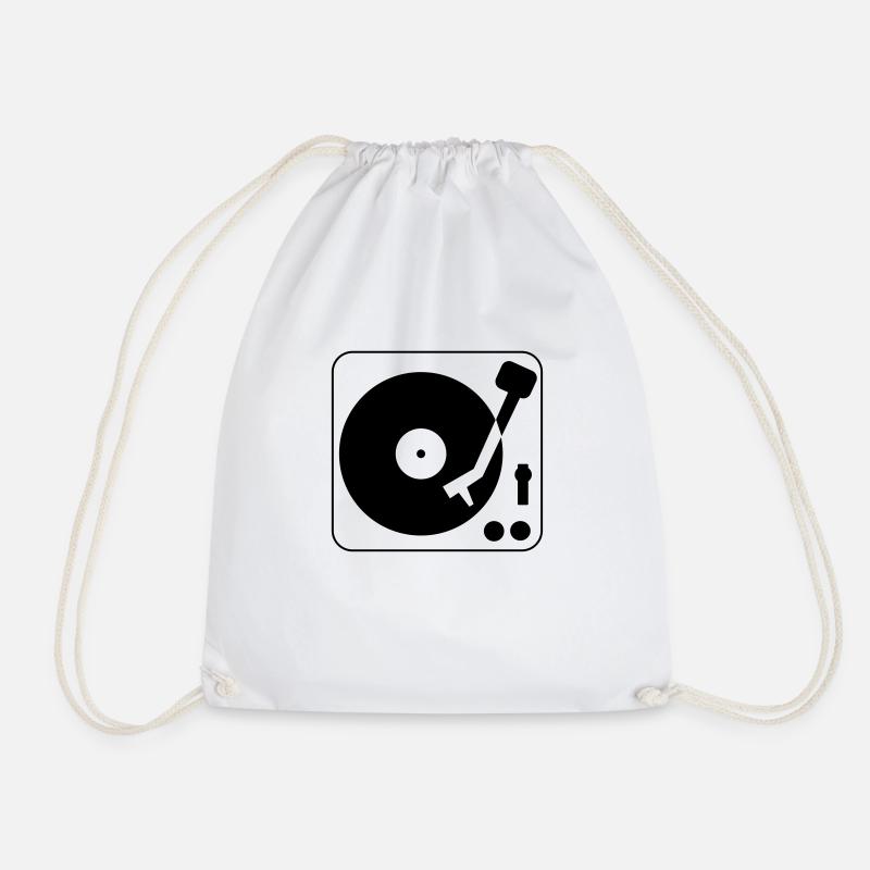 record player - Drawstring Bag - white