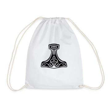 thor hammer Mjollnir viking symbol - Drawstring Bag - white - Front