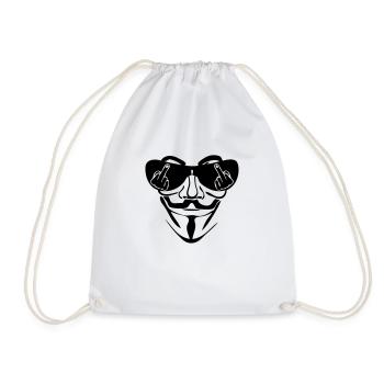 anonymous mask bezel fuck - Drawstring Bag - white - Front