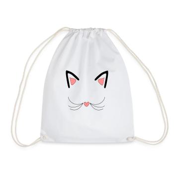 Cat, cat ears - Drawstring Bag - white - Front