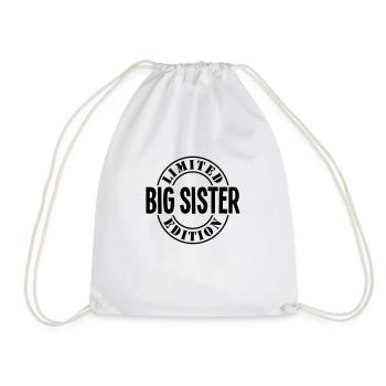 big sister limited edition stamp copy - Drawstring Bag - white - Front