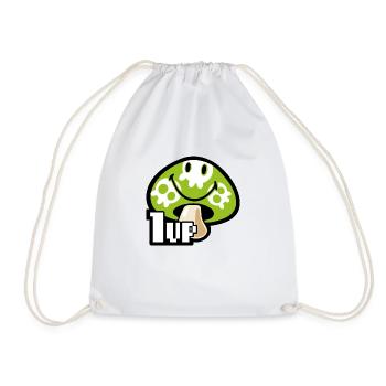Smiley Kawaii 1up Skull Mushroom - Turnbeutel - Weiß - Vorne