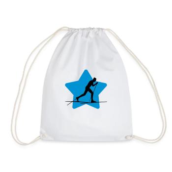Cross Country Skiing Langlaufen Ski de fond - Drawstring Bag - white - Front