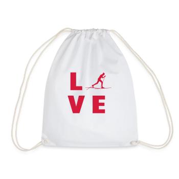 Cross Country Skiing Langlaufen Ski de fond - Drawstring Bag - white - Front