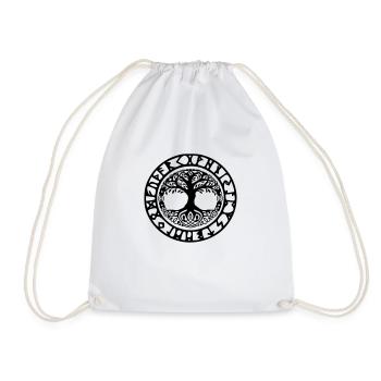 Yggdrasil rune circle - Drawstring Bag - white - Front