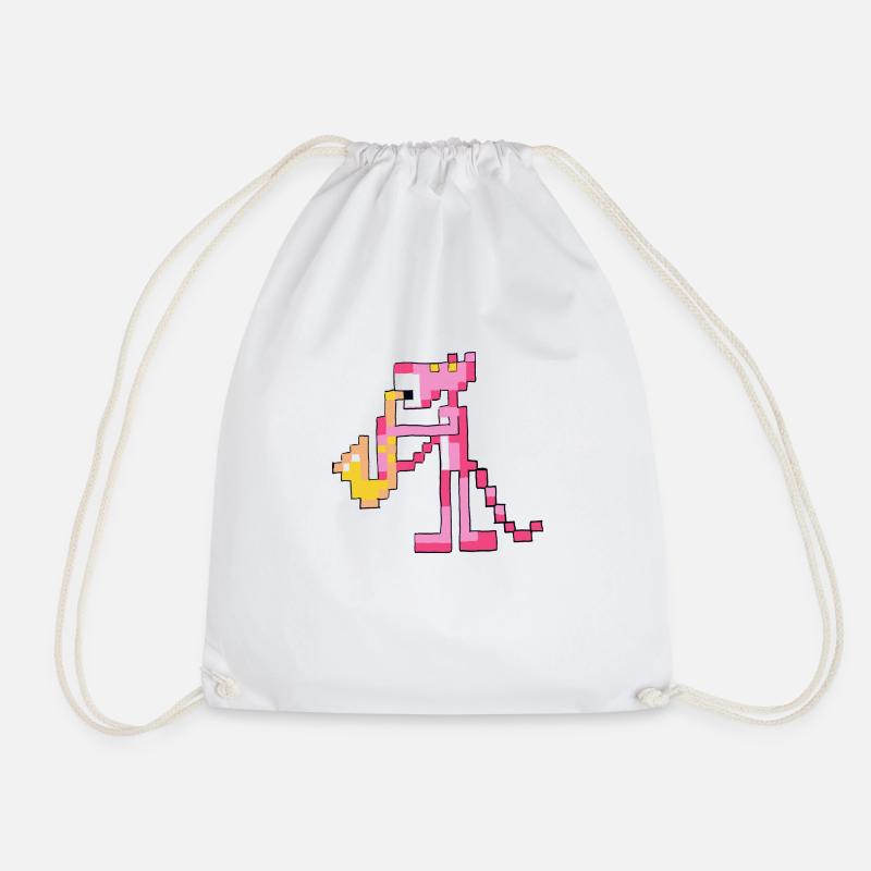 Panthere saxophone pixel - Drawstring Bag - white