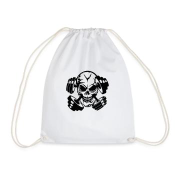 dead head halter bodybuilding bodybuilding sport - Drawstring Bag - white - Front
