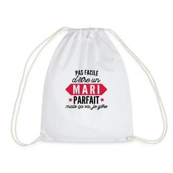 pas facile d'être un mari parfait - humour époux - Sac de sport léger - blanc - Devant