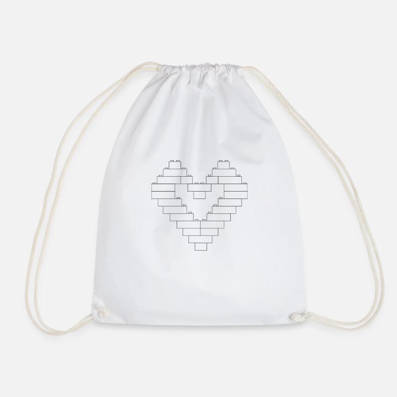 Blocks of heart with opening - Drawstring Bag - white