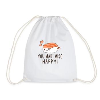 Sushi You Maki Miso Happy Japan Gift - Drawstring Bag - white - Front
