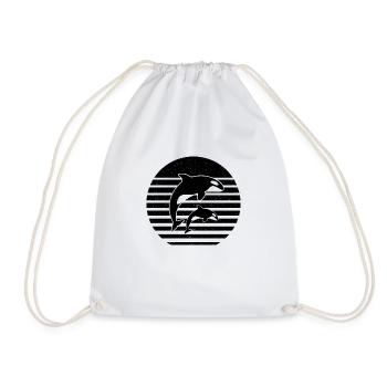Vintage Orcas Whales Killer Whale Animals - Drawstring Bag - white - Front