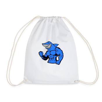 Strong Shark - Drawstring Bag - white - Front