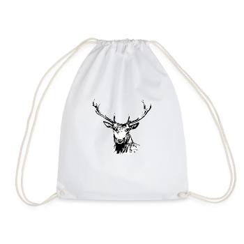 Deer - Drawstring Bag - white - Front