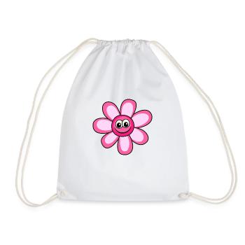 Pink Happy Daisy Flower - Drawstring Bag - white - Front