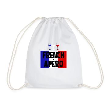FRENCH APÉRO Vin Français bleu blanc et rouge - Sac de sport léger - blanc - Devant