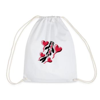 Hearts Koi Fish Nishikigoi - Drawstring Bag - white - Front