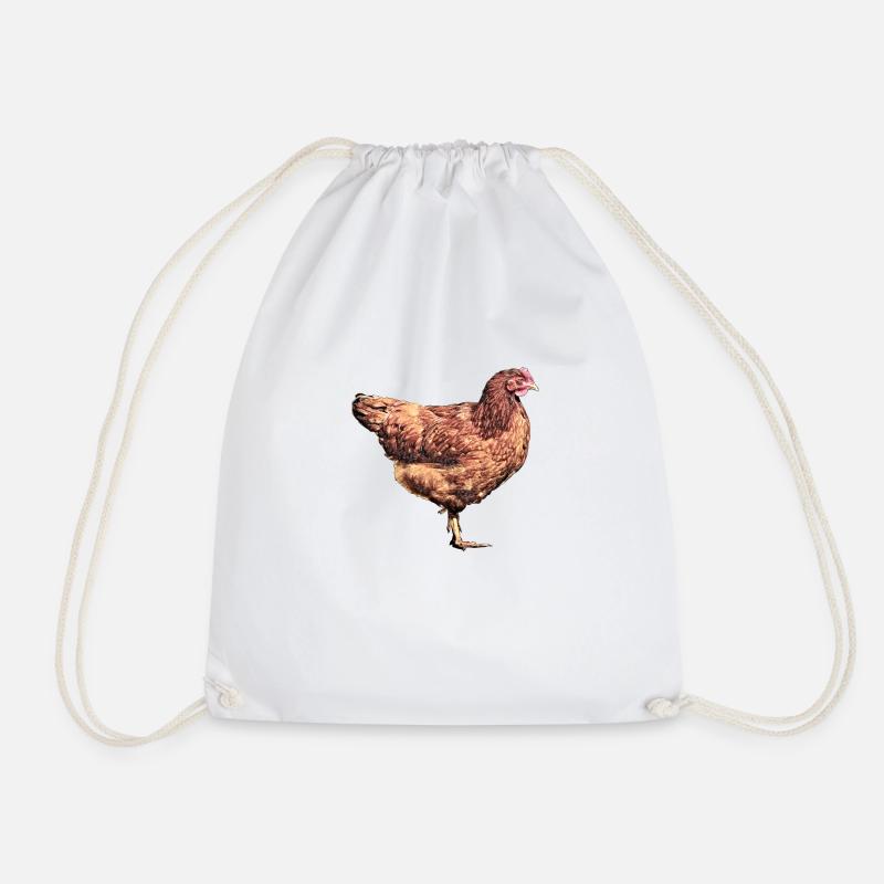 hen - Drawstring Bag - white