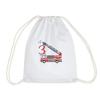 Fire engine 3rd birthday - Drawstring Bag - white - Front