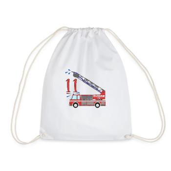 Feuerwehrauto 11. Geburtstag - Turnbeutel - Weiß - Vorne
