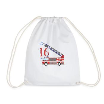 Feuerwehrauto 16. Geburtstag - Turnbeutel - Weiß - Vorne