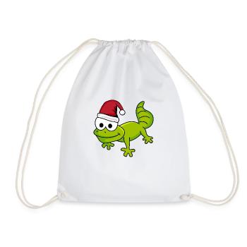 Gecko Comic Christmas - Drawstring Bag - white - Front