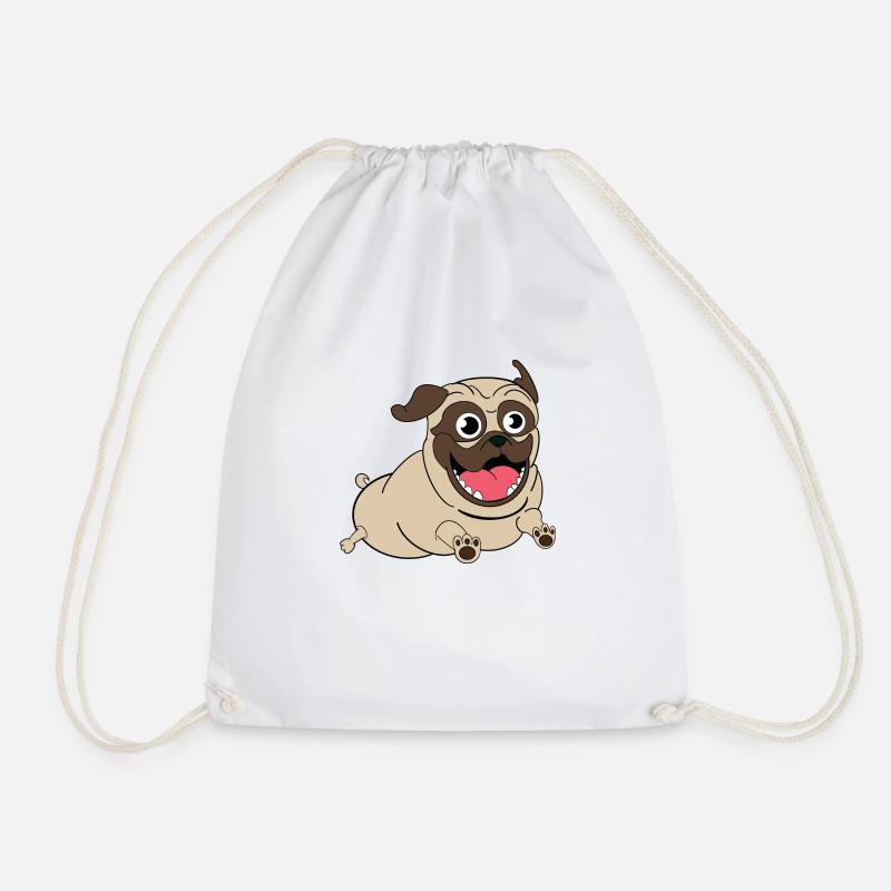 Nacho the Pug - Drawstring Bag - white