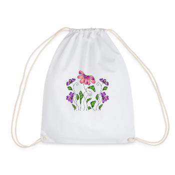 Flowers - Drawstring Bag - white - Front
