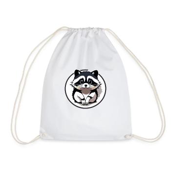 Raccoons Cute Cartoon Raccoon 26 - Drawstring Bag - white - Front
