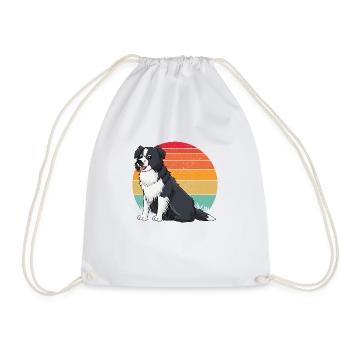 Border collie Retro 2 - Sac de sport léger - blanc - Devant