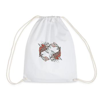 Japanischer Koi-Karpfenfisch Zeichnung 14035 A - Turnbeutel - Weiß - Vorne