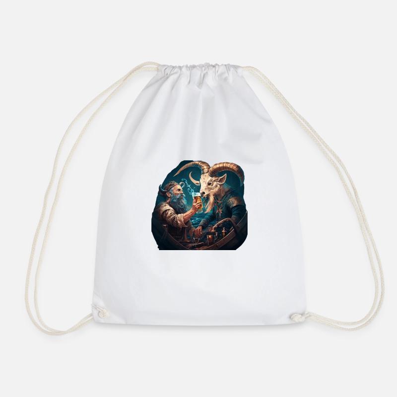 Sailor vs. goat, the battle for beer - Drawstring Bag - white